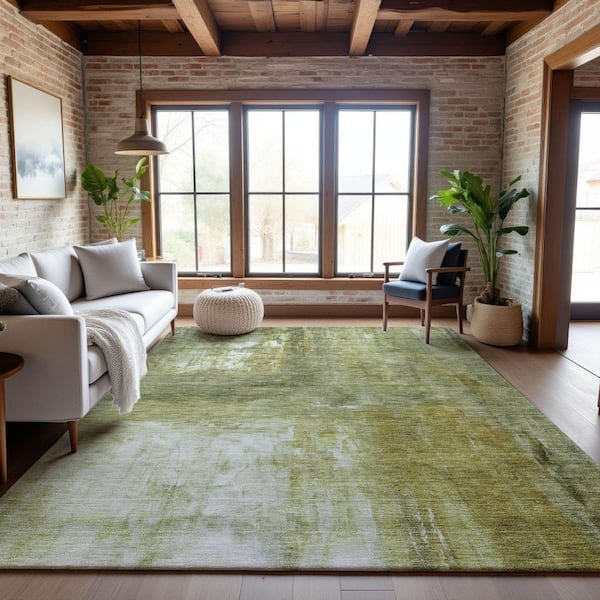 Mayfield Premium Machine Washable Abstract AMF1095 Sage 8 ft. x 10 ft. Area Rug