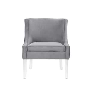 Terrance Light Grey Velvet Accent Chair with Upholstered Armless