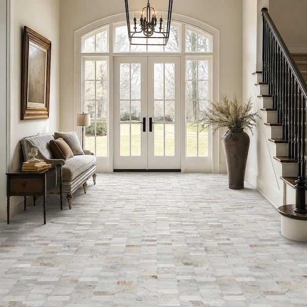MSI Arabescato Venato White 12x12x0.38 in. Honed Marble Picket
