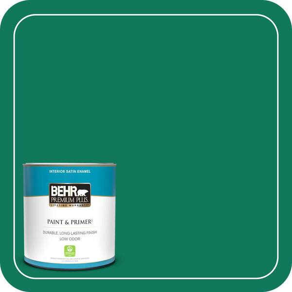 BEHR PREMIUM PLUS 1 qt. #MQ4-14 Soapstone Satin Enamel Low Odor Interior Paint & Primer