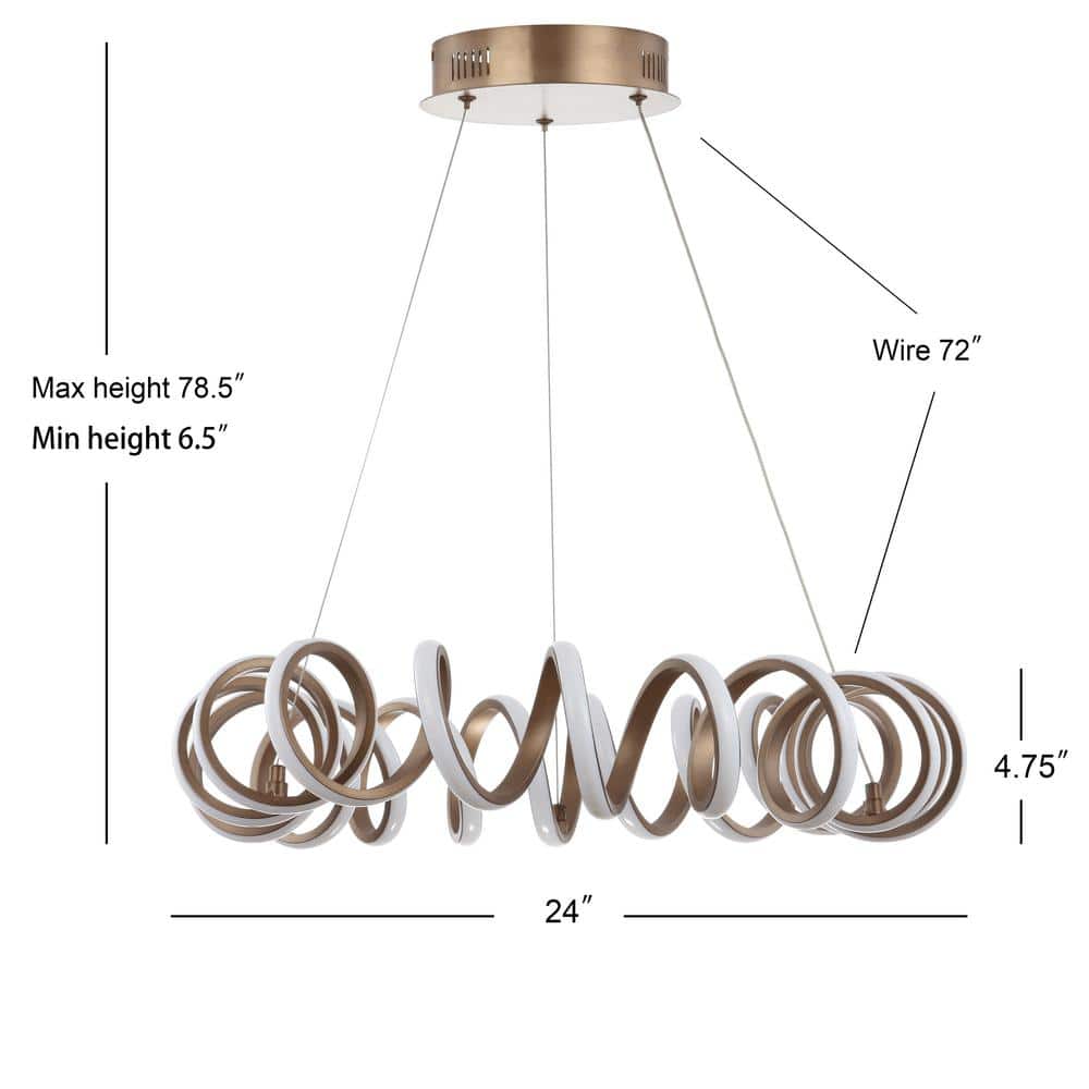 Cursive Bronze Adjustable Spiral LED Chandelier