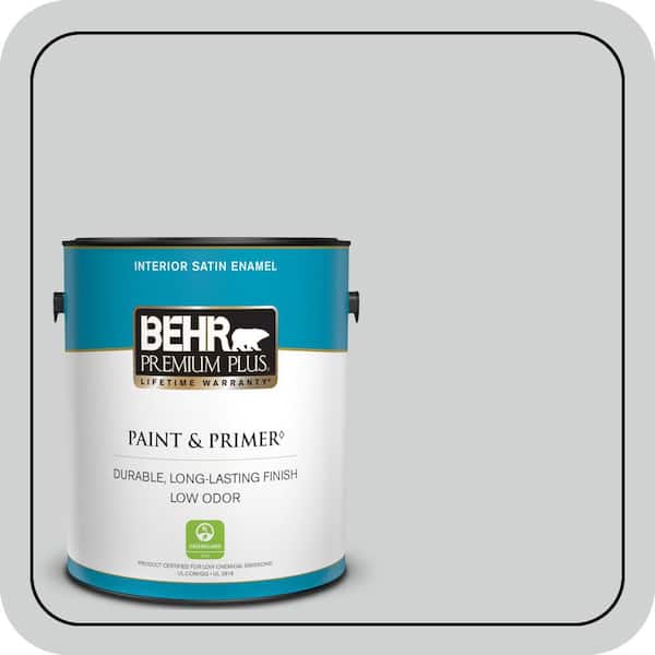 BEHR PREMIUM PLUS 1 gal. #N530-2 Double Click Satin Enamel Low Odor Interior Paint & Primer