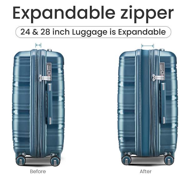 OLUMAT 4-Piece Peacock Blue Security and Convenience Luggage Set
