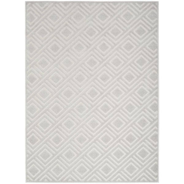 Nourison Casual Light Grey 4 ft. x 6 ft. Checker Contemporary Area Rug