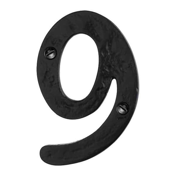Mascot Hardware Hammered 4 in. Black House Number 9
