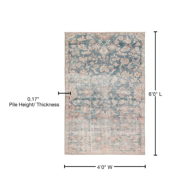 Aiden Dark Teal/Rust 4 ft. x 6 ft. Bohemian Rectangle Area Rug