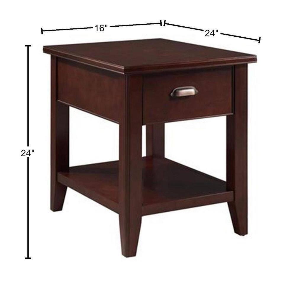 Laurent Chocolate Cherry Wood Chairside Table with Storage