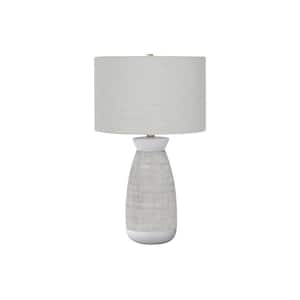 26.5 in. Gray Contemporary Integrated LED Bedside Table Lamp with Gray Linen Shade