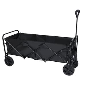 8 cu.ft. Oxford Fabric Iron Frame Wagon Heavy-Duty Folding Portable Hand Cart Camping Garden Cart with Universal Wheels