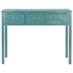 Cindy 40 in. Slate Teal Standard Rectangle Wood Console Table with Drawers