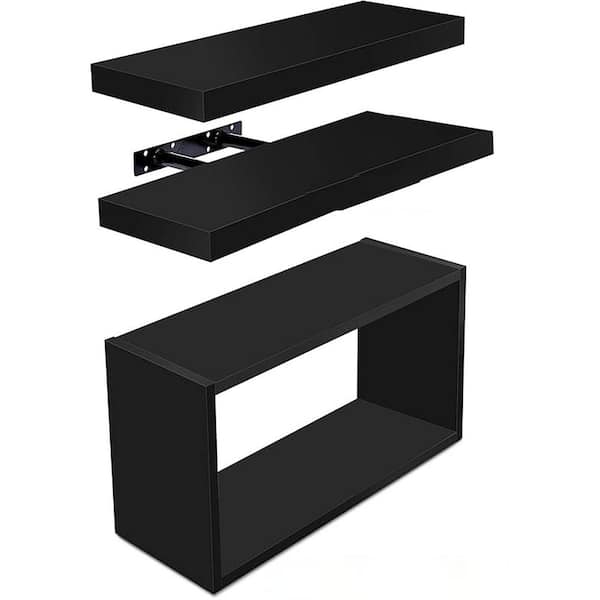 Unbranded 17 in. W x 5.7 in. D Floating Shelves (Set of 3) Over Toilet Decorative Wall Shelf Black