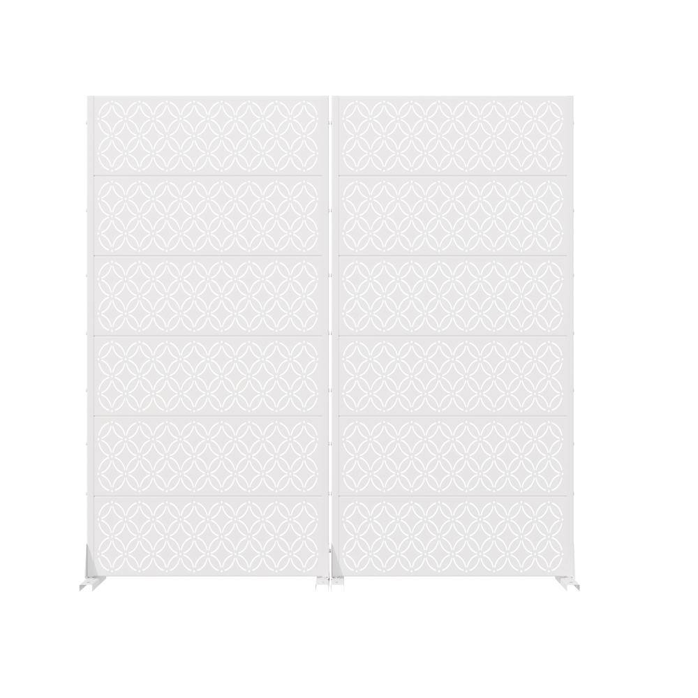 72 in. H x 35.5 in. W Outdoor White Galvanized Steel Decorative Garden Fence Privacy Screen (2-Pack) price history on PriceWatchPro