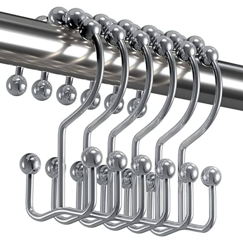 Chrome Double Glide Rust-Resistant Shower Curtain Hooks Set