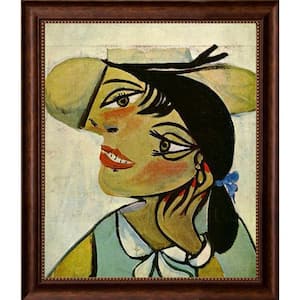 Portrait of woman in d`hermine pass (Olga) by Pablo Picasso Verona Cafe Framed Oil Painting Art Print 24 in. x 28 in.