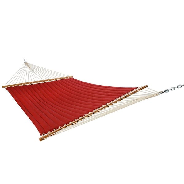 PRIVATE BRAND UNBRANDED 13 ft. Quilted 2-Person Hammock in Red Solid