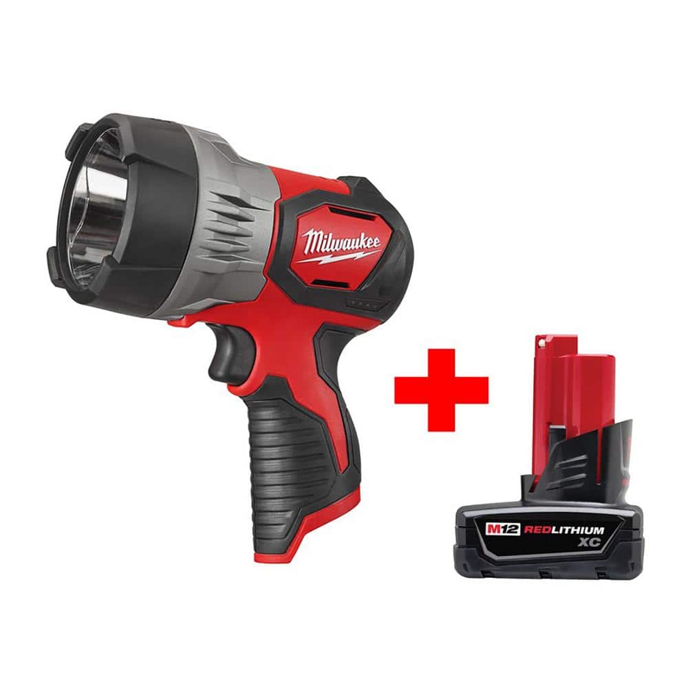Milwaukee M12 12-Volt Lithium-Ion Cordless TRUEVIEW LED Spot Light W/ M12 XC Battery Pack 3.0Ah, Red -  2353-20XC22