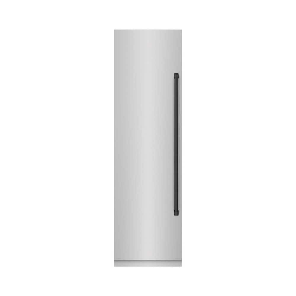 24 in. 12.4 cu. ft. Upright Column Freezer in Stainless Steel with Graphite Gray Interior and Matte Black Accents