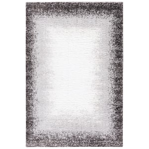 Berber Shag Dark Grey/Grey 4 ft. x 6 ft. Border Solid Color Area Rug