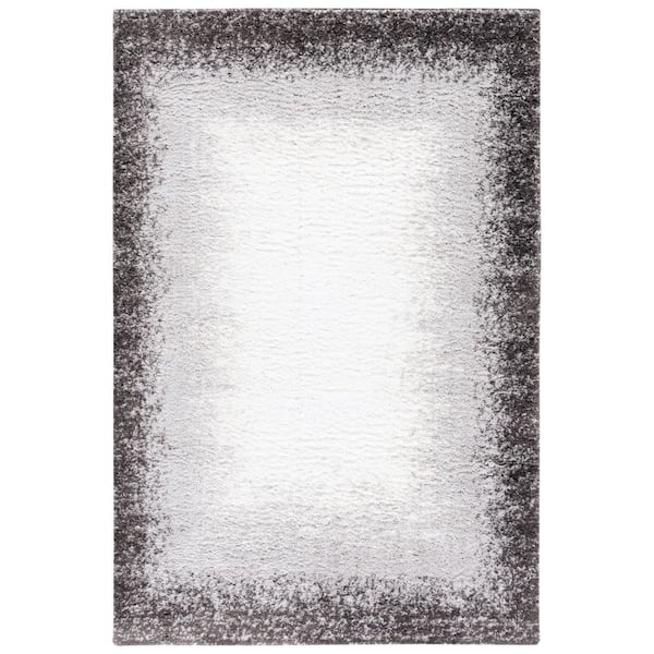 SAFAVIEH Berber Shag Dark Grey/Grey 4 ft. x 6 ft. Border Solid Color Area Rug