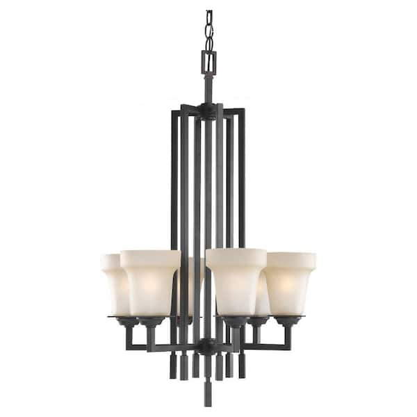 Generation Lighting Cardwell 6-Light Misted Bronze Hall Foyer Fixture-DISCONTINUED
