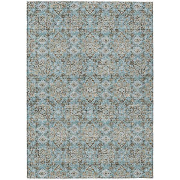 Chantille Machine Washable Indoor/Outdoor Abstract ACN2783 Teal 10 ft. x 14 ft. Area Rug