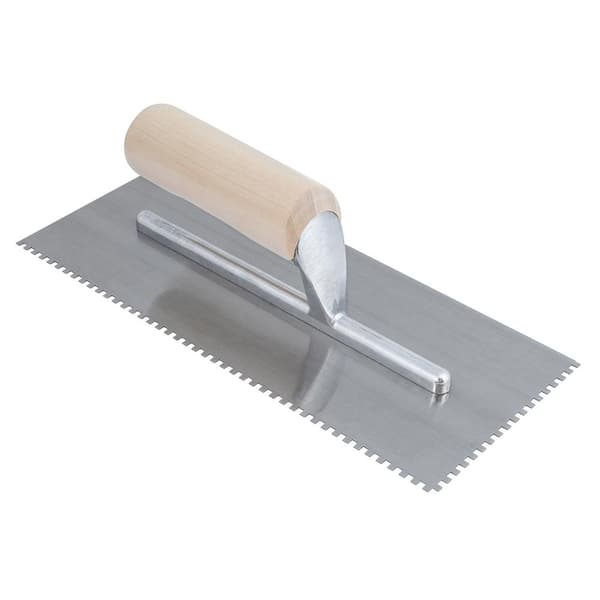 ROBERTS 1/8 in. x 1/8 in. x 1/8 in. Square Notch Pro Wood Flooring Trowel with Wood Handle