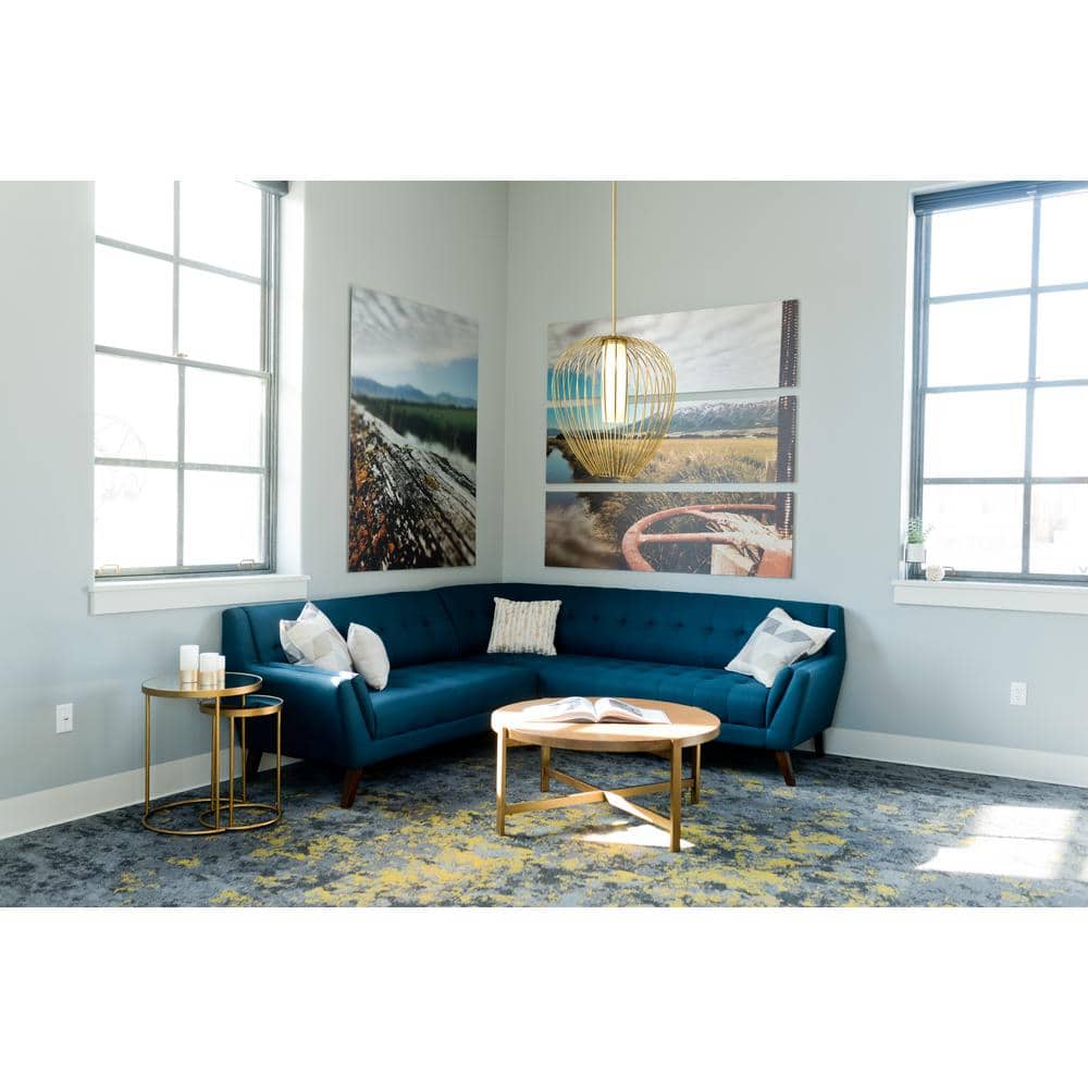 Modern Gold 22" Glass Pendant Light with Opal Shade