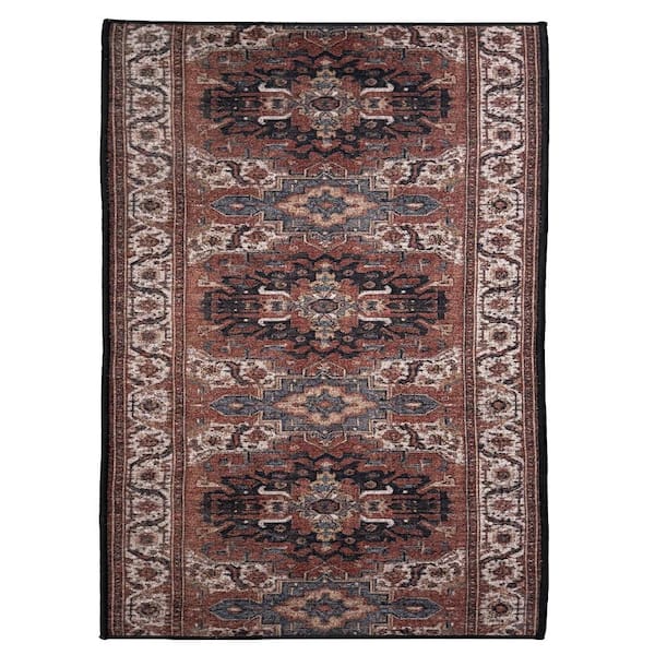 Antique Collection Series Vintage Persian Medallion Red Terracotta 26 in. x 29 ft. Your Choice Length Stair Runner