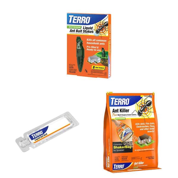 Outdoor Liquid Ant Bait Stakes (8-Count), Indoor Liquid Ant Killer Baits (6-Count) and 3 lb. Granules Shaker Bag Combo