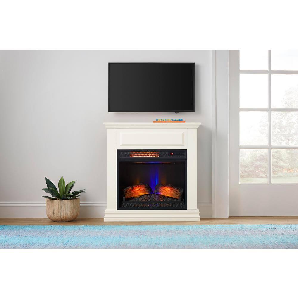 StyleWell Wheaton 31 in. Freestanding Electric Fireplace in White 140114 -  The Home Depot