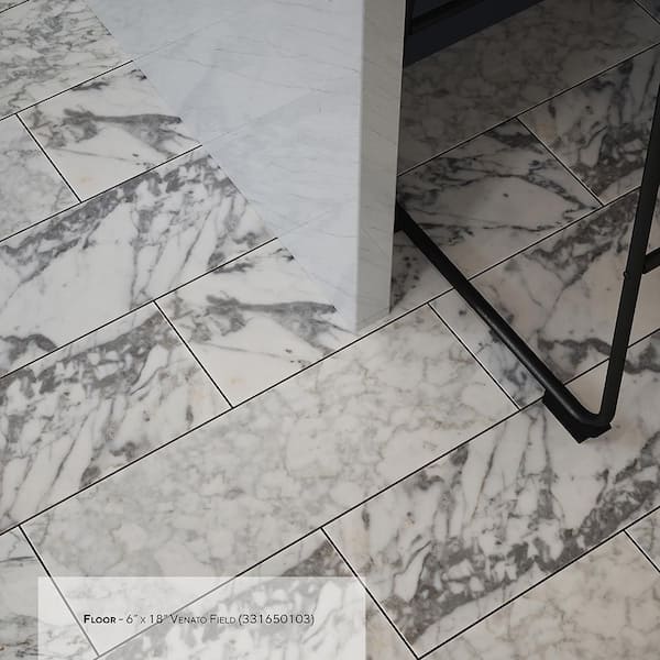 Venato White 6 in x 18 in Honed Subway Marble Wall and Floor Tile (7.5 Sq. Ft./Case)
