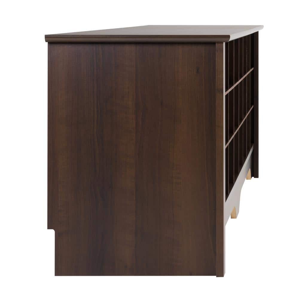 Espresso Entryway Shoe Cubby Bench with 24 Storage Compartments