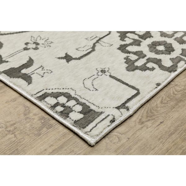 AVERLEY HOME Imperial Ivory/Gray 7 ft. x 10 ft. Borderless