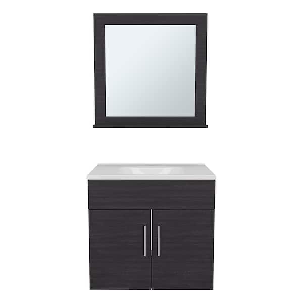 Black 24 in. W x 24 in. H Farmhose Square MDF Framed Mirror Wall Mirror Vanity Mirror