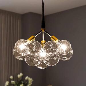 Mateo 3-light Black Bubble Pendant Light with Glass Shade