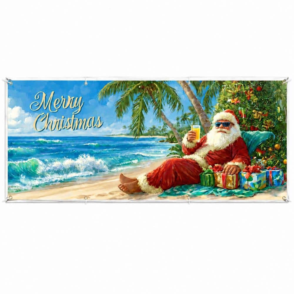 Justincity 13 ft Beach-Themed Garage Door Banner with Tropical