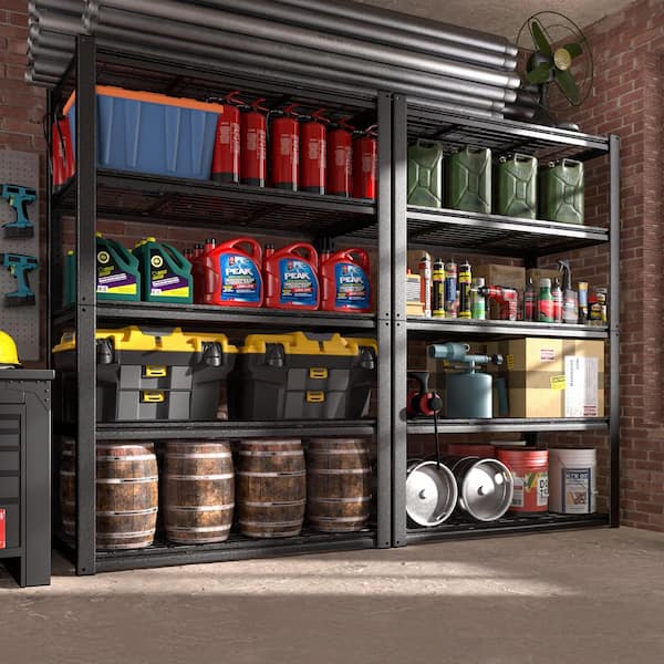 5-Tier Metal Garage Storage Shelving Unit Standard Bookcase in Black ( 72 in. H x 48 in. W x 24 in. D )