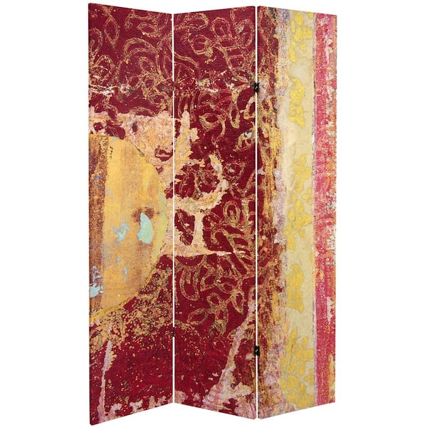 RED LANTERN Fire Dancer 6 ft. Printed 3-Panel Room Divider