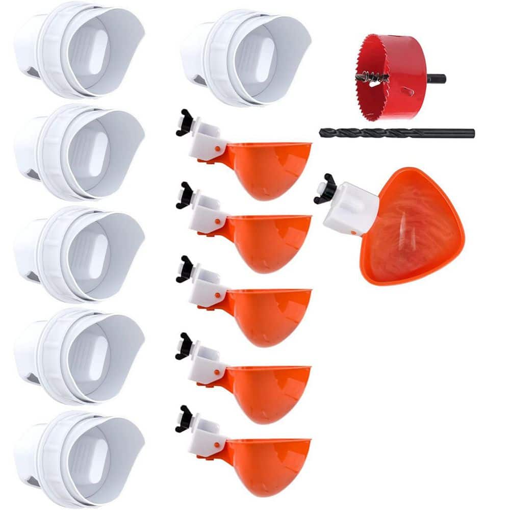 DIY Automatic Chicken Feeder and Waterer Kit, 6 Ports, 6 Water Cups, No Waste Poultry Feeder for Buckets, Bins, Troughs price history on PriceWatchPro