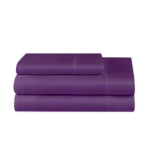 3-Piece Purple Satin Twin Sheet Set