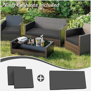 36 in. x 18 in. (3-Piece) Outdoor Patio Replacement Seat Cushions Fit for Loveseat Lounge Chair Furniture Grey