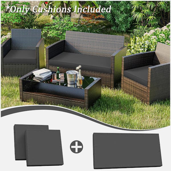 36 in. x 18 in. (3-Piece) Outdoor Patio Replacement Seat Cushions Fit for Loveseat Lounge Chair Furniture Grey