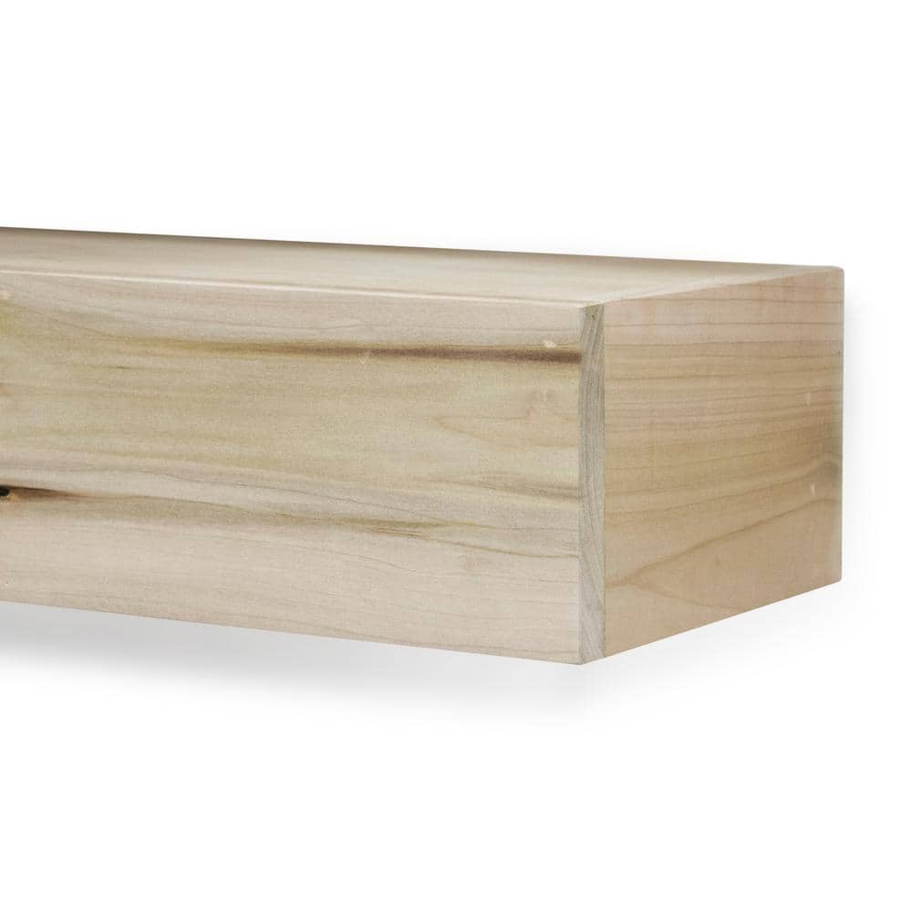 Unfinished Natural Wood Fireplace Mantel Shelf, 36" x 6.25"