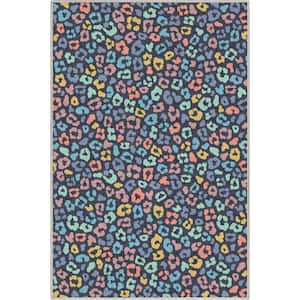 Multi Navy 3 ft. 3 in. x 5 ft. Animal Prints Leopard Contemporary Pattern Area Rug