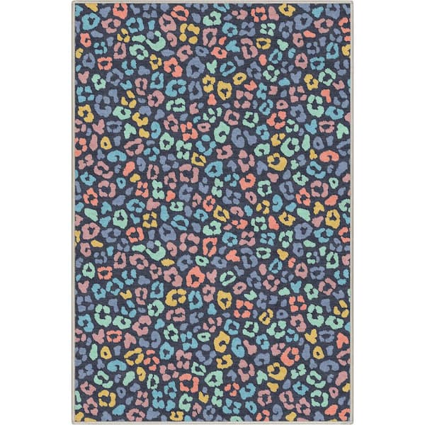 Well Woven Multi Navy 3 ft. 3 in. x 5 ft. Animal Prints Leopard Contemporary Pattern Area Rug