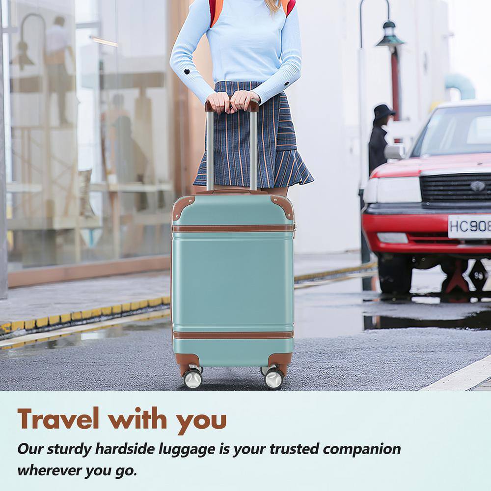 Green 3-Piece ABS Hardshell Spinner Luggage Set with Expandable Bags