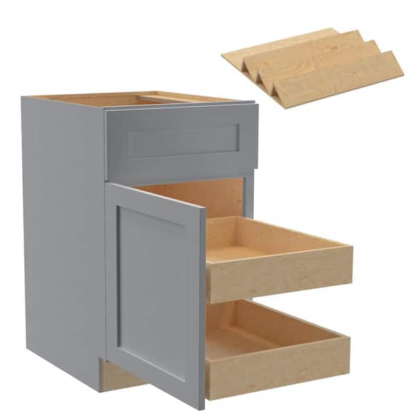 Home Decorators Collection Newport 21 in. W x 24 in. D x 34.5 in. H Assembled Plywood Base Kitchen Cabinet in Pearl Gray with 2ROT Spice LH