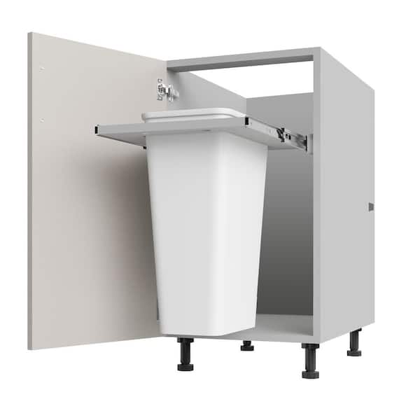 WeatherStrong Miami Shoreline Gray Matte 18 in.x 34.5 in.x 27 in. Flat Panel Stock Assembled Base Kitchen Cabinet Full Hight Trash Can