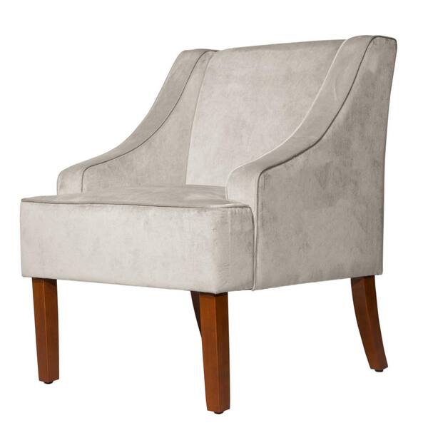 Homepop Light Grey Swoop Arm Velvet Accent Chair K6499-B214