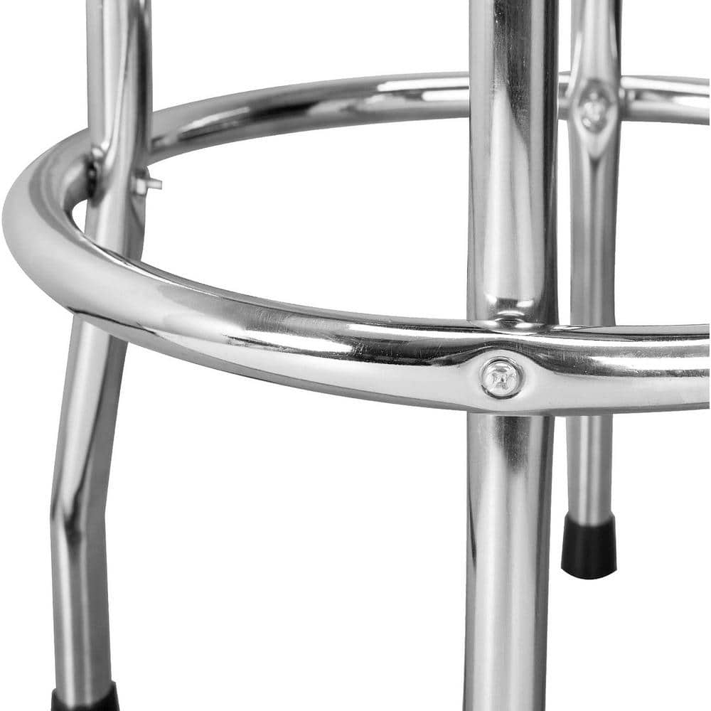 Black Swivel Shop Stool with Chrome Legs and Padded Seat